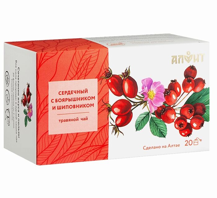 Травяной чай Сердечный с боярышником и шиповником, 20 ф/пак.