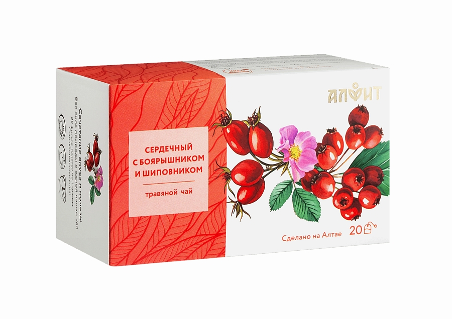 Травяной чай Сердечный с боярышником и шиповником, 20 ф/пак.